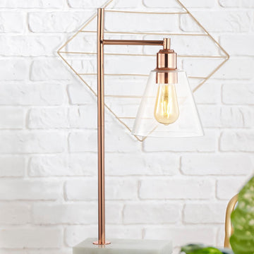 Lorena 22.25" Modern Glam Metal/Marble LED Table Lamp - JONATHAN Y